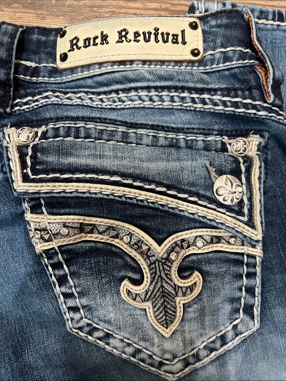 Rock Revival Denim Jeans with Embroidered Back Pocket - Blue - Picture 8 of 8